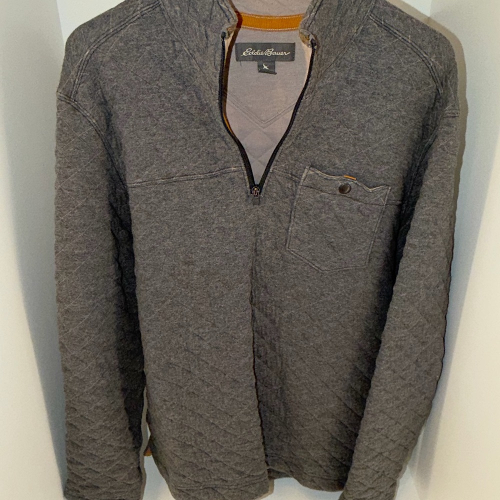 Eddie Bauer Quilted Half-Zip Pullover - Gray Men’s Large